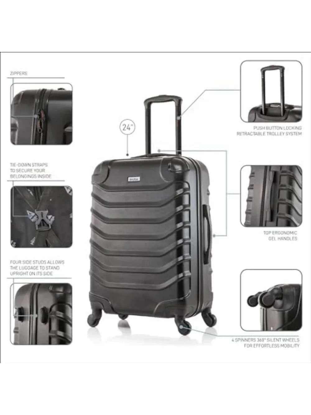 Durable Lightweight 24-Inch Hardside Spinner Luggage | Spacious Travel Suitcase